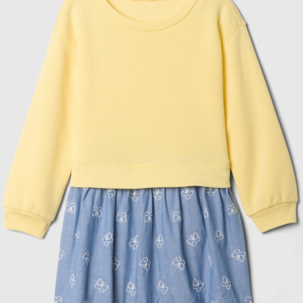 NWT GAP Factory Yellow and Blue Sweatershirt Dress Toddler Girl 3T